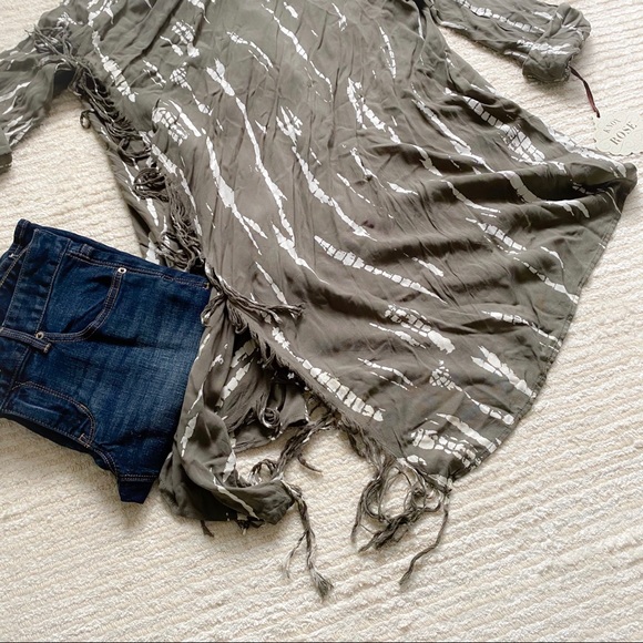 NWT Knox Rose olive tie dye open front top - Picture 3 of 11